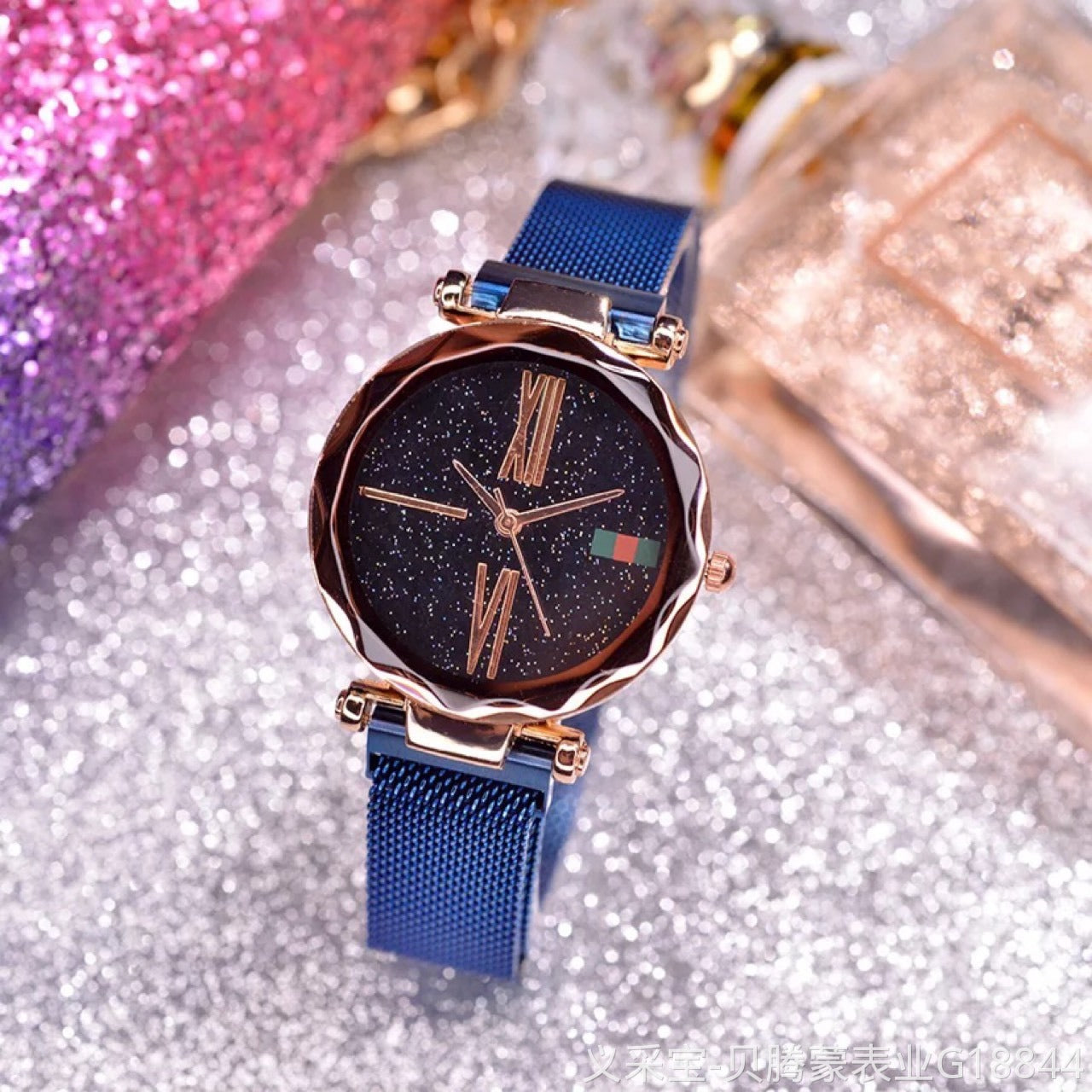 Fashion faceted glass starry sky magnet buckle internet celebrity watch