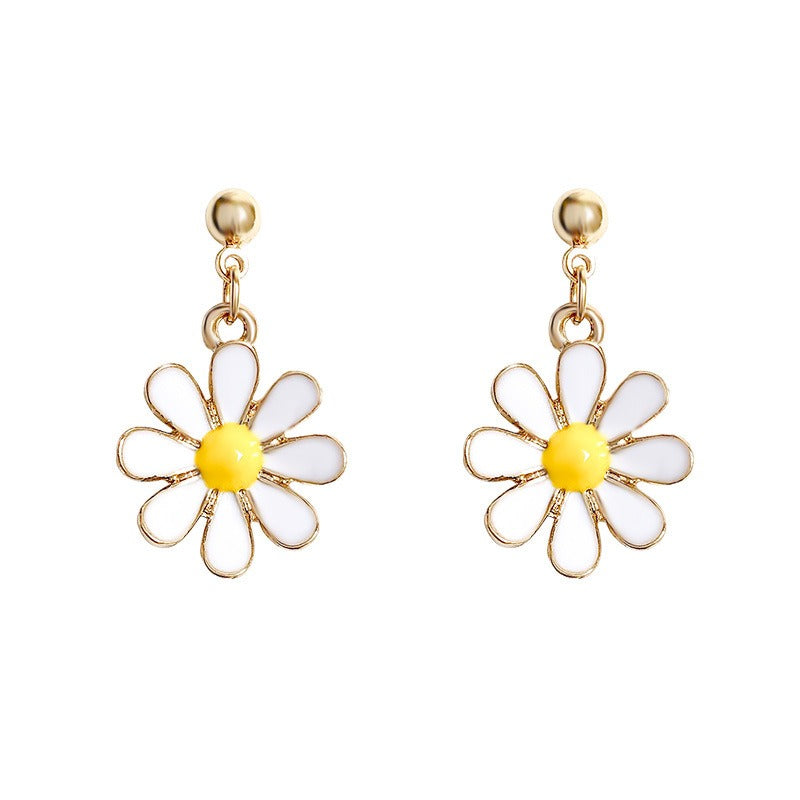 925 silver needle daisy earrings