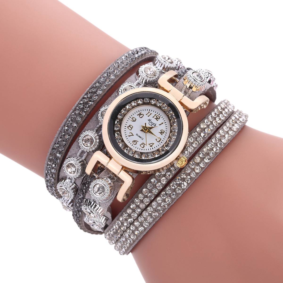 Fashionable Korean Velvet Bracelet Watch Luxurious Diamond-encrusted English Watch