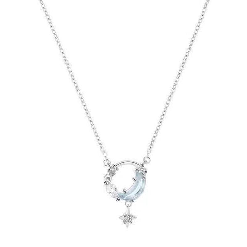 Silver Dream Star River Moon Necklace