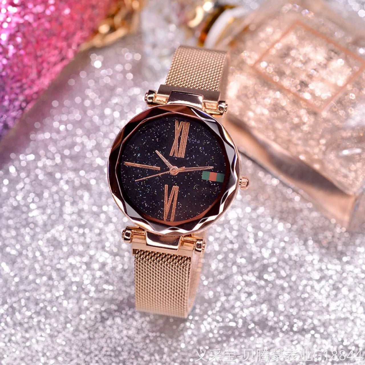 Fashion faceted glass starry sky magnet buckle internet celebrity watch