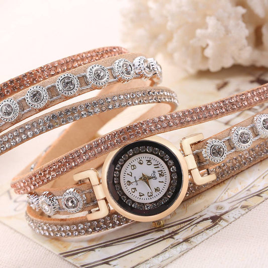 Fashionable Korean Velvet Bracelet Watch Luxurious Diamond-encrusted English Watch